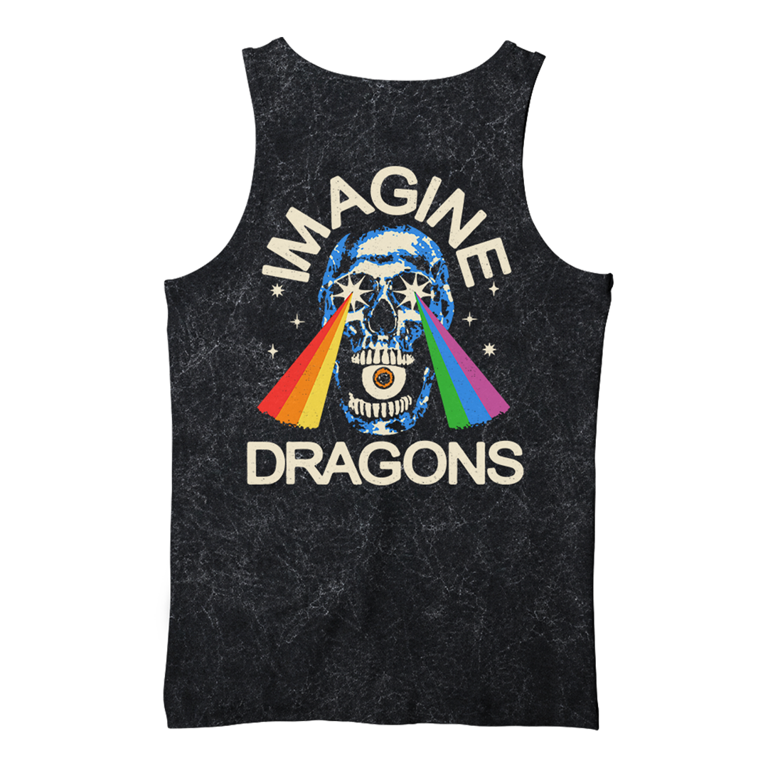 Camiseta Rainbow Laser Skull Mineral Dye