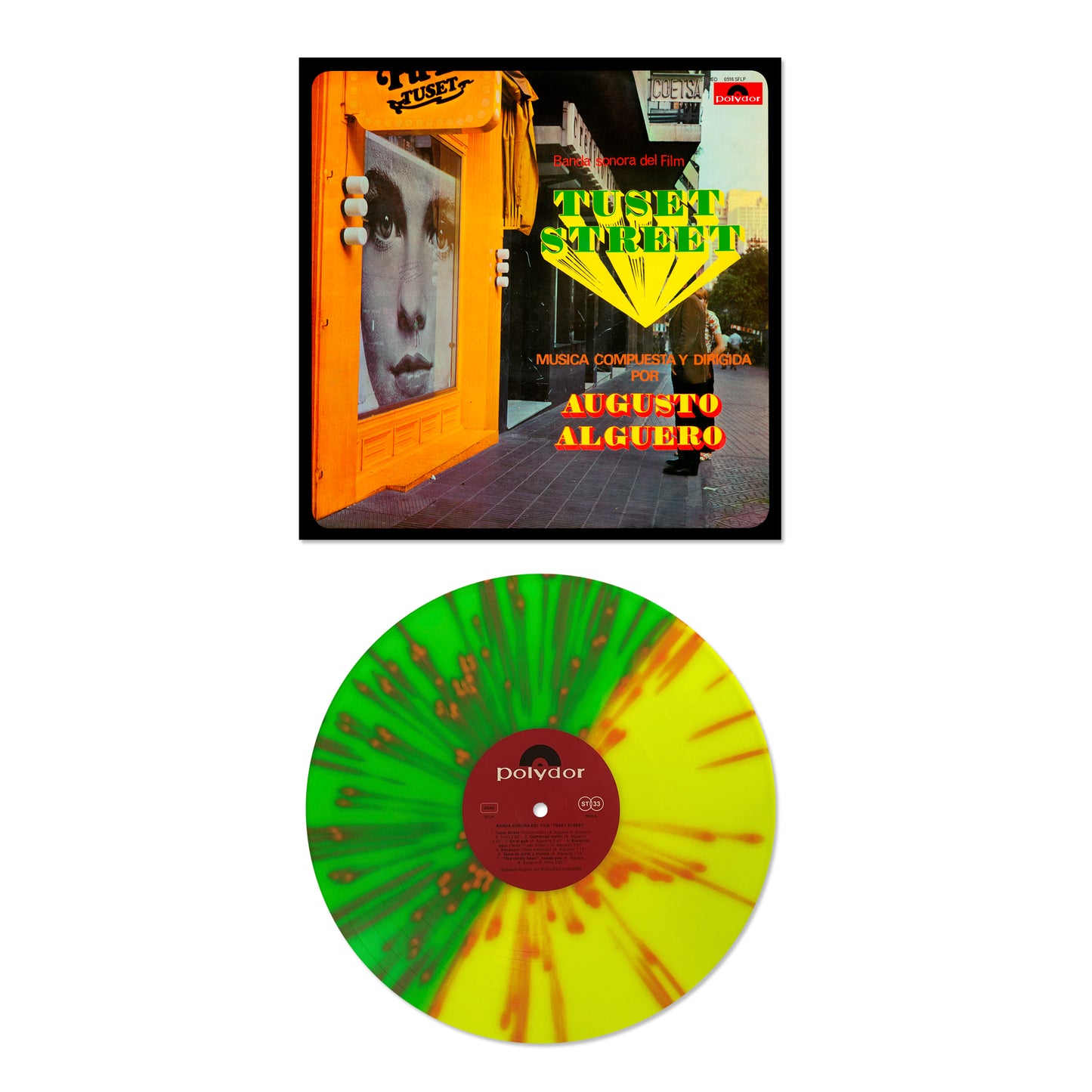 Tuset Street B.S.O. - Vinilo (Color Amarillo y Verde Neón efecto Half-Half con Splatter Naranja)