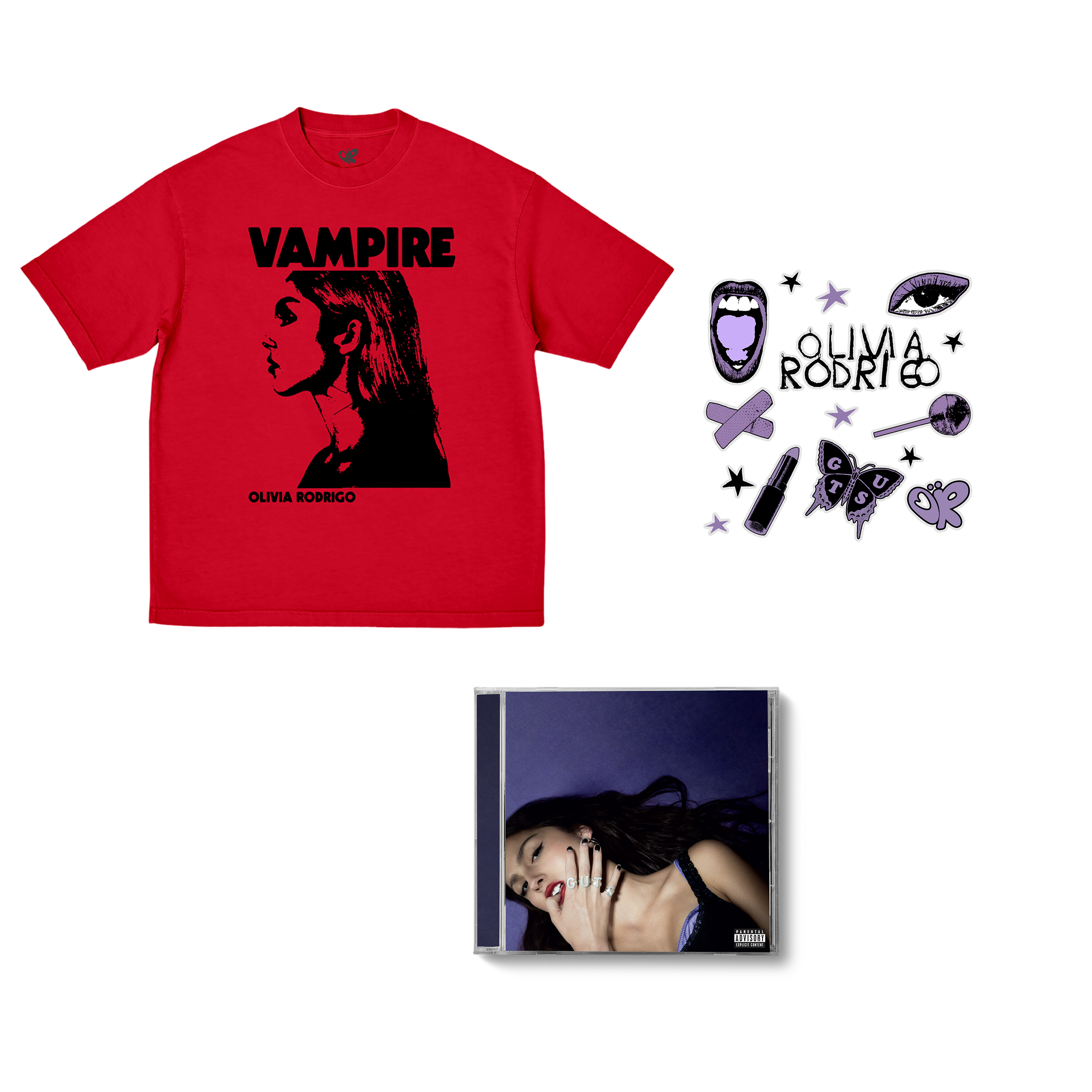 Olivia Rodrigo - GUTS - CD+ Camiseta Vampire + Stickers –