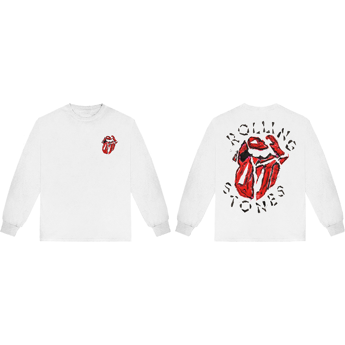 Painted Diamond Tongue White Long Sleeve Shirt